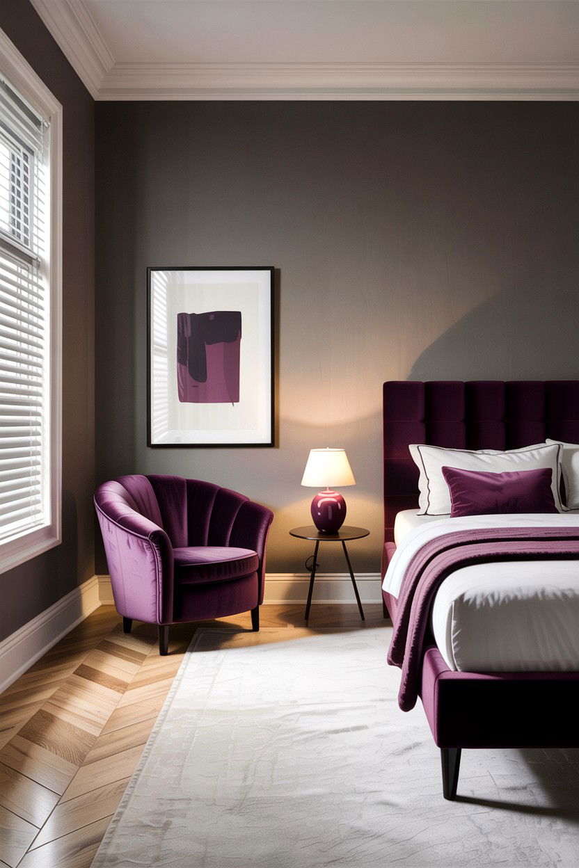 Minimalist Plum Bedroom - 30 berry bedroom ideas