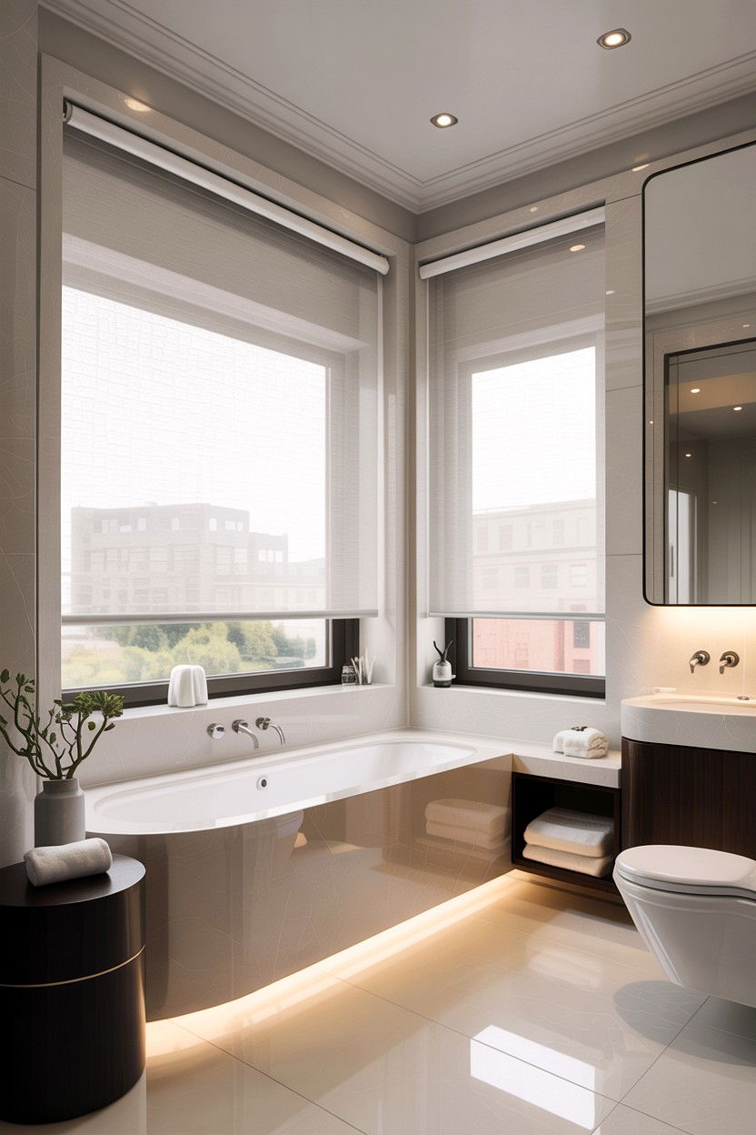 Minimalist Roller Blinds - 30 bathroom blinds ideas