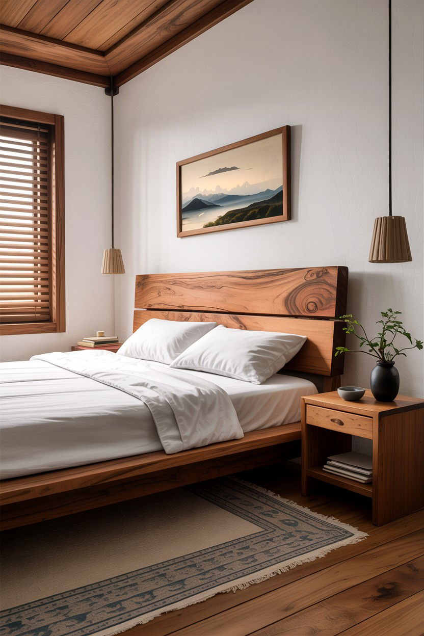 Minimalist Solid Wood Headboard - 30 bedroom wooden headboards