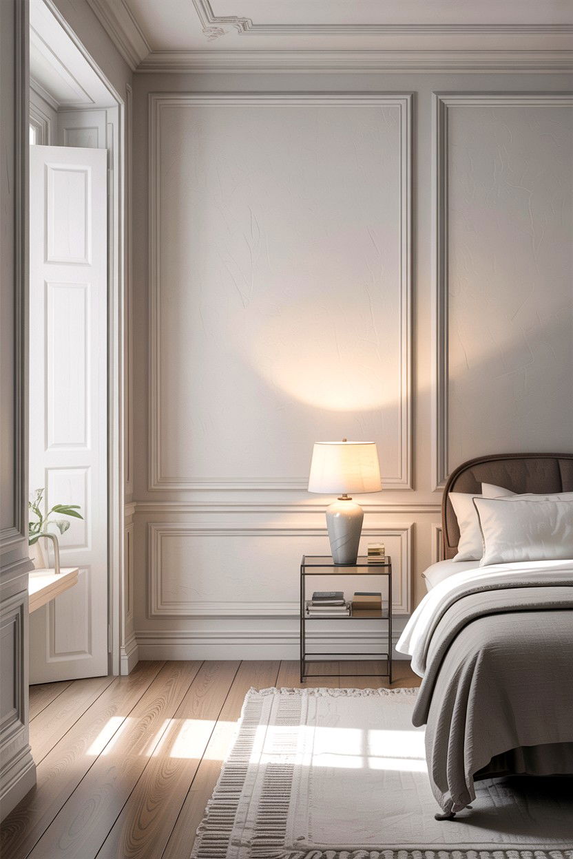 Minimalist Thin Molding - 30 bedroom wainscoting ideas