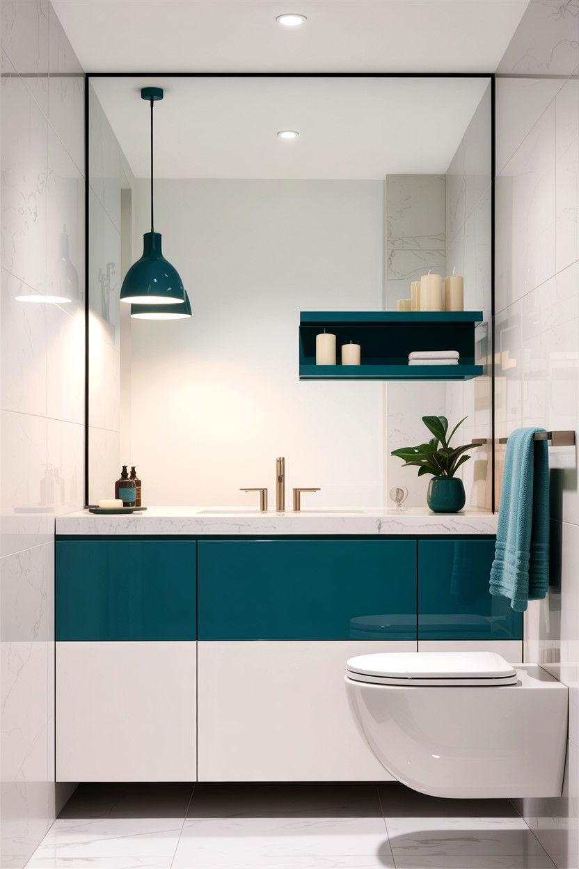 Minimalist White Bathroom Teal Accents - 30 teal and white bathroom ideas