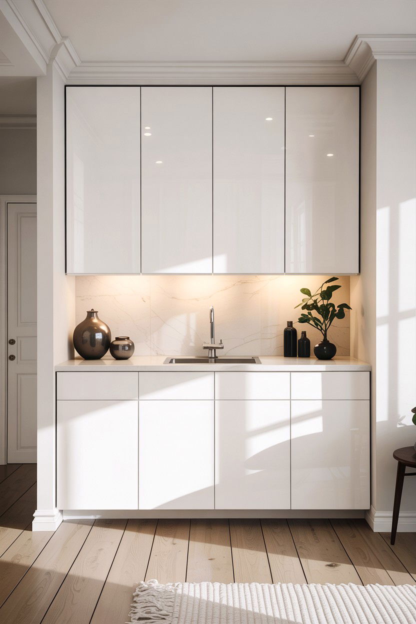 Minimalist White Cabinetry - 30 living room custom cabinetry ideas