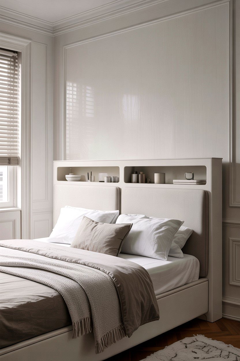 Minimalist White Headboard - 30 bedroom storage headboards