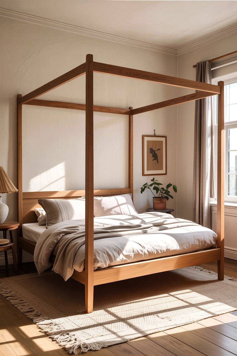 Minimalist Wood Four Poster Bed - 30 canopy bed ideas