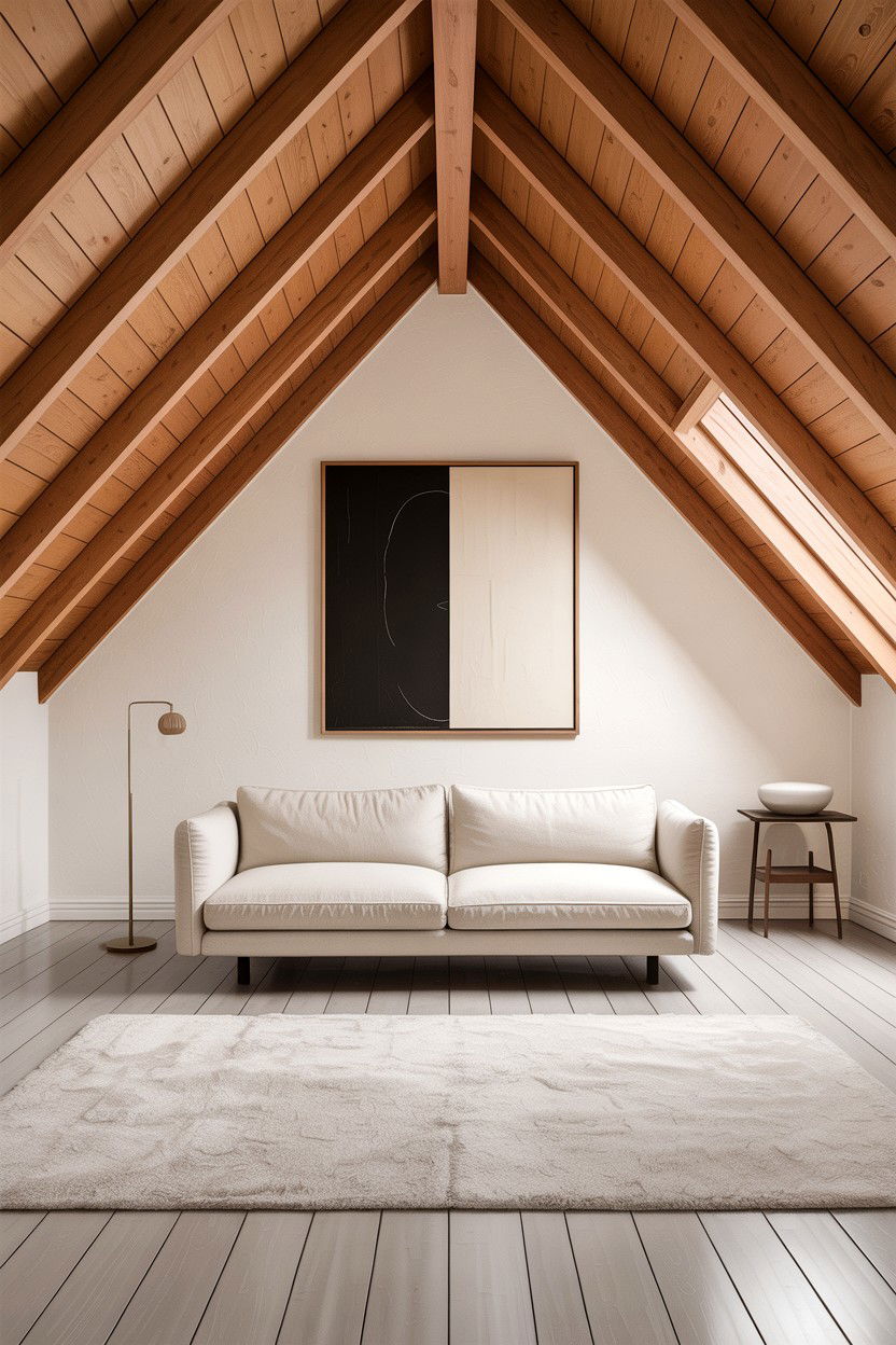 Minimalist attic interior - 30 attic living room ideas