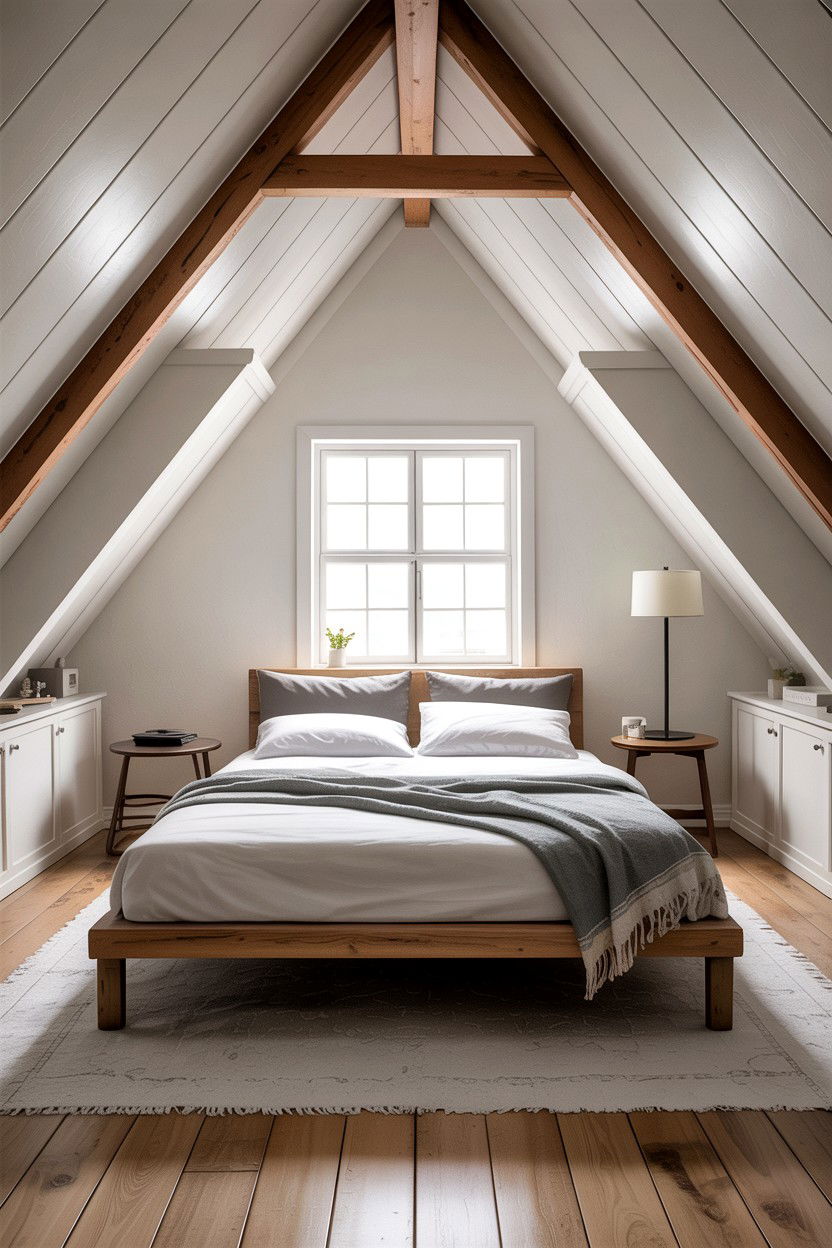 Minimalist attic space - 30 attic bedroom ideas