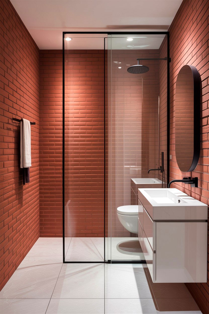 Minimalist bathroom brick - 30 exposed brick bathroom ideas