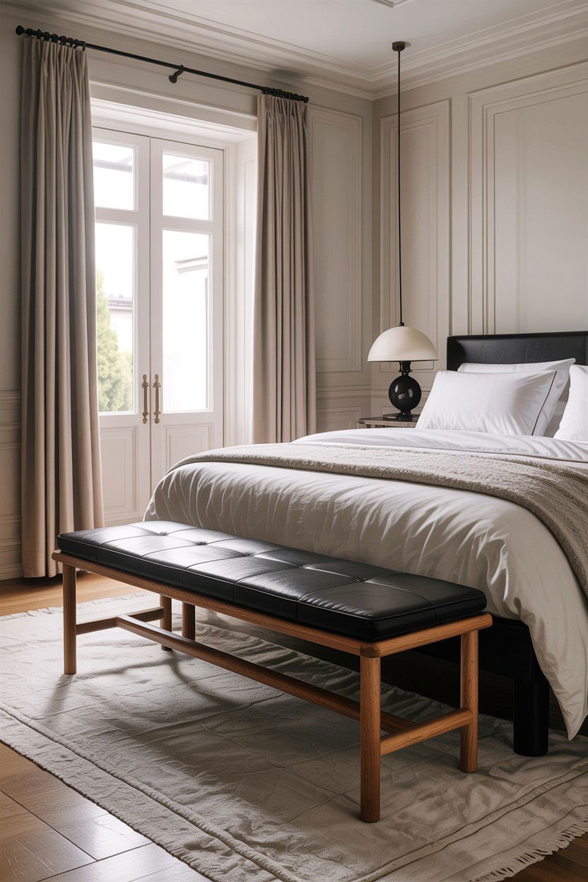 Minimalist bedroom bench - 30 bedroom with lounge ideas