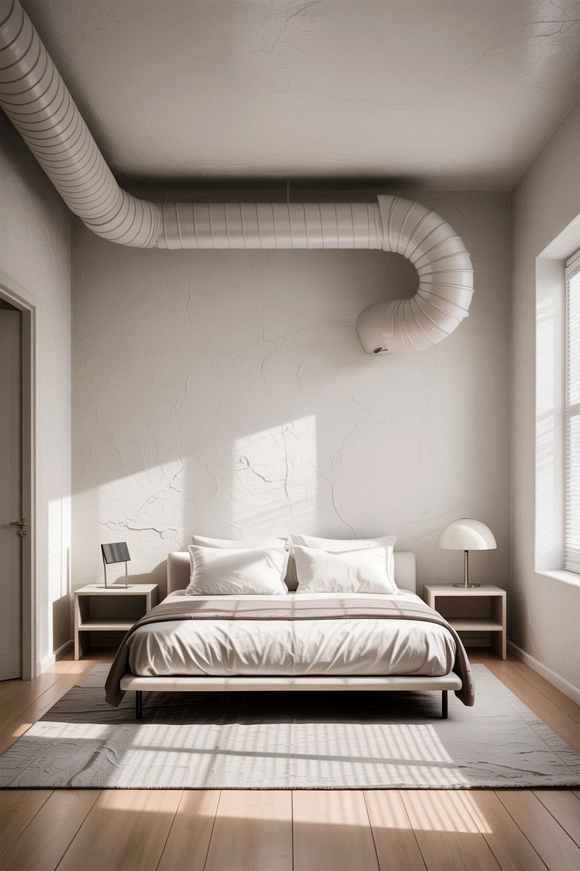 Minimalist bedroom ductwork - 30 exposed ductwork bedroom ideas