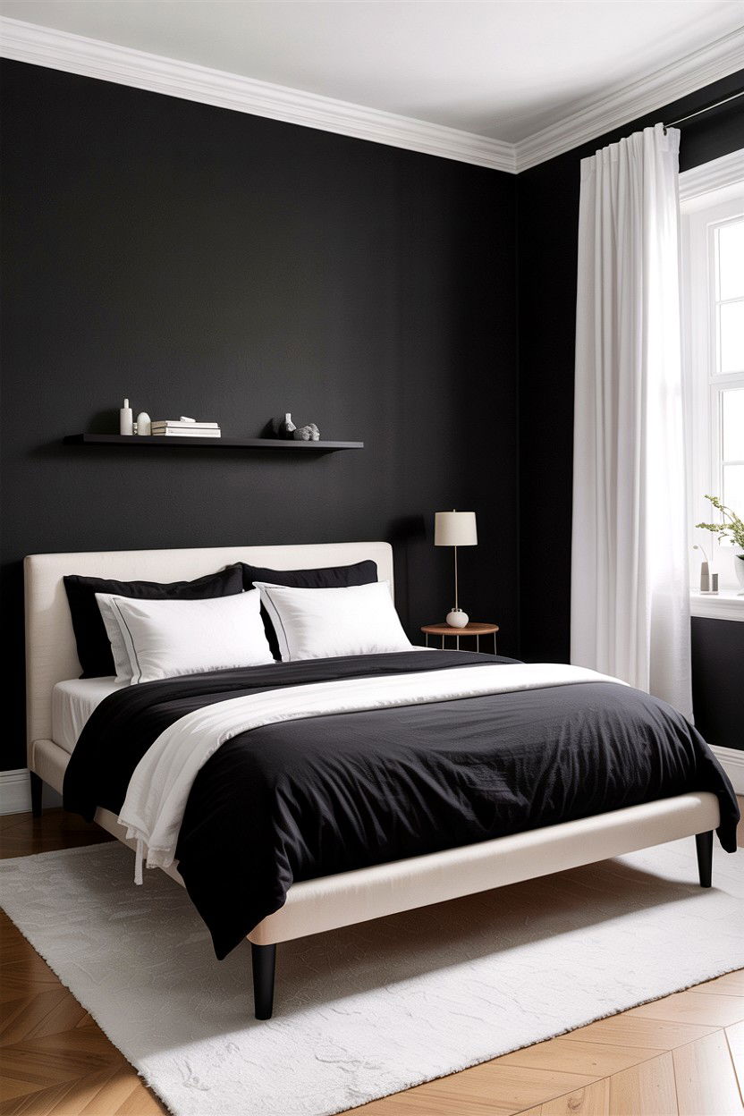 Minimalist black and white bedroom - 30 black and white bedroom ideas