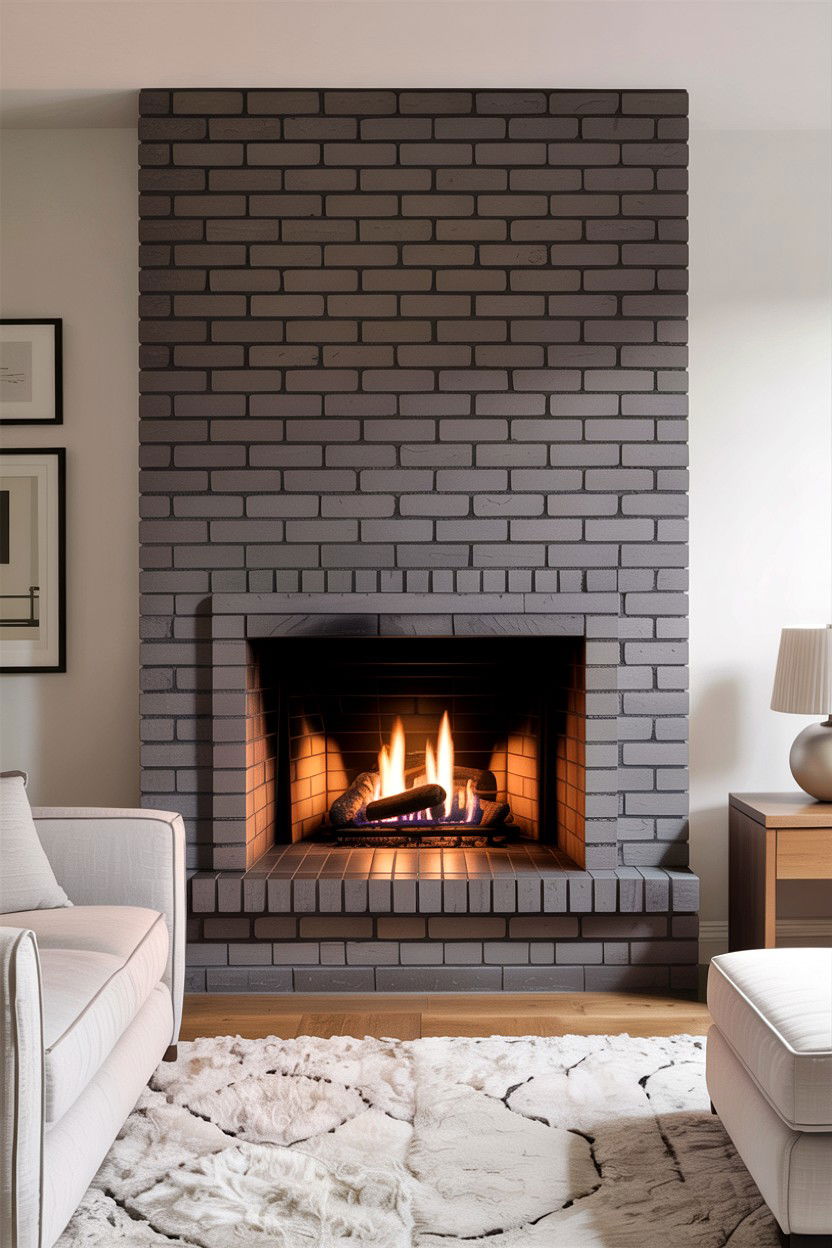 Minimalist brick fireplace - 30 living room fireplace brick ideas