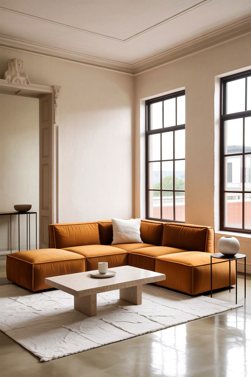 Minimalist camel living room - 30 camel living room ideas