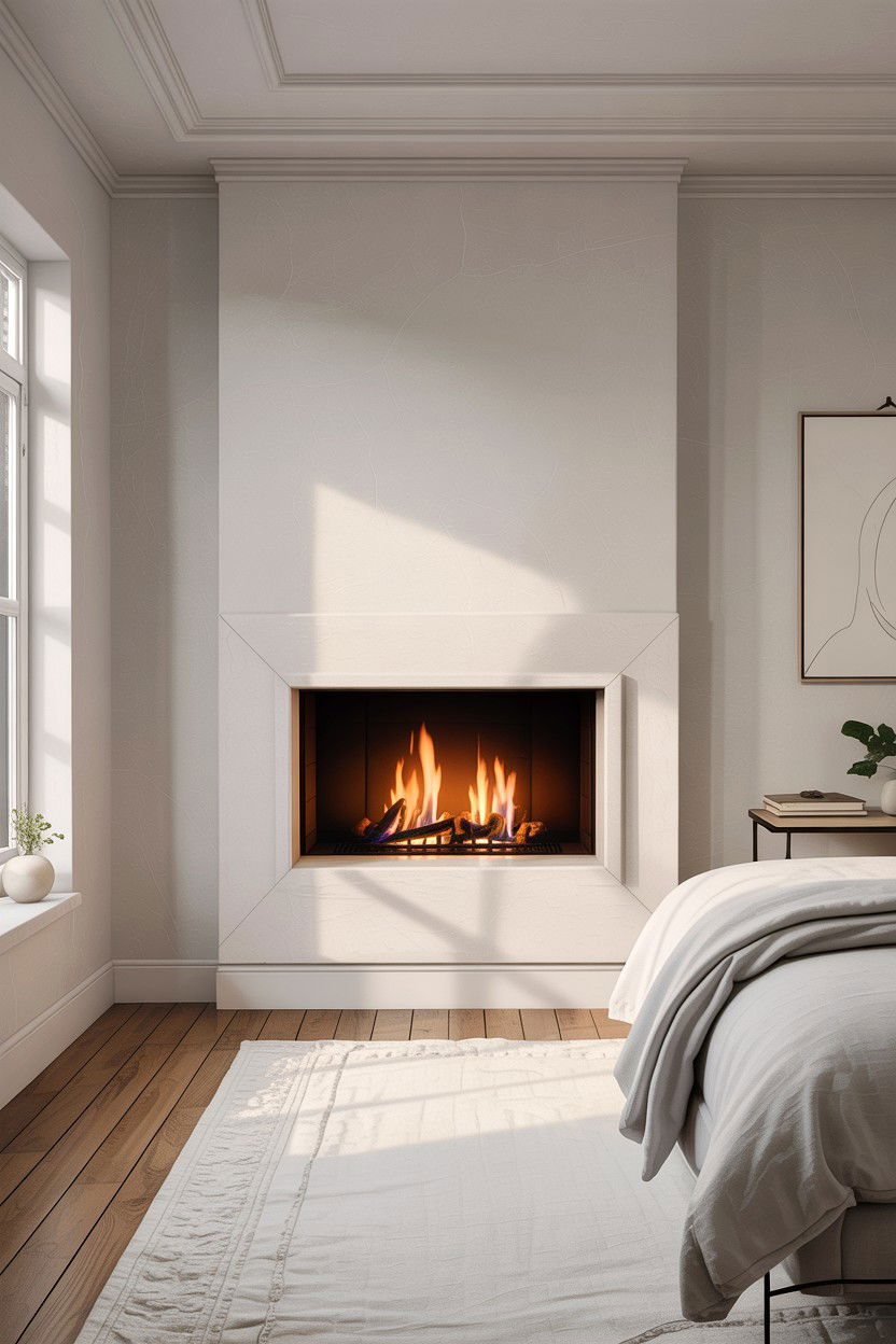 Minimalist fireplace bedroom - 30 bedroom wood burning fireplace ideas