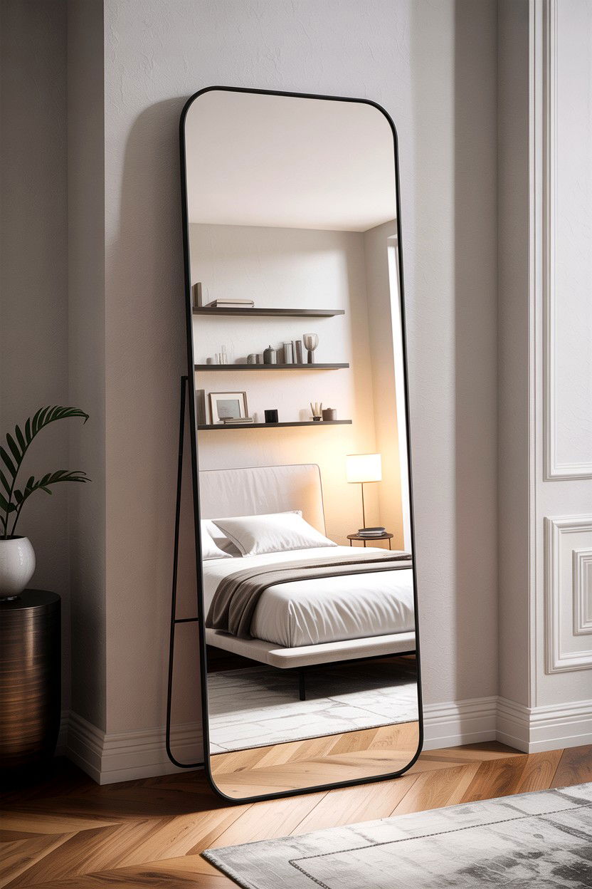 Minimalist floor mirror - 30 bedroom floor mirrors