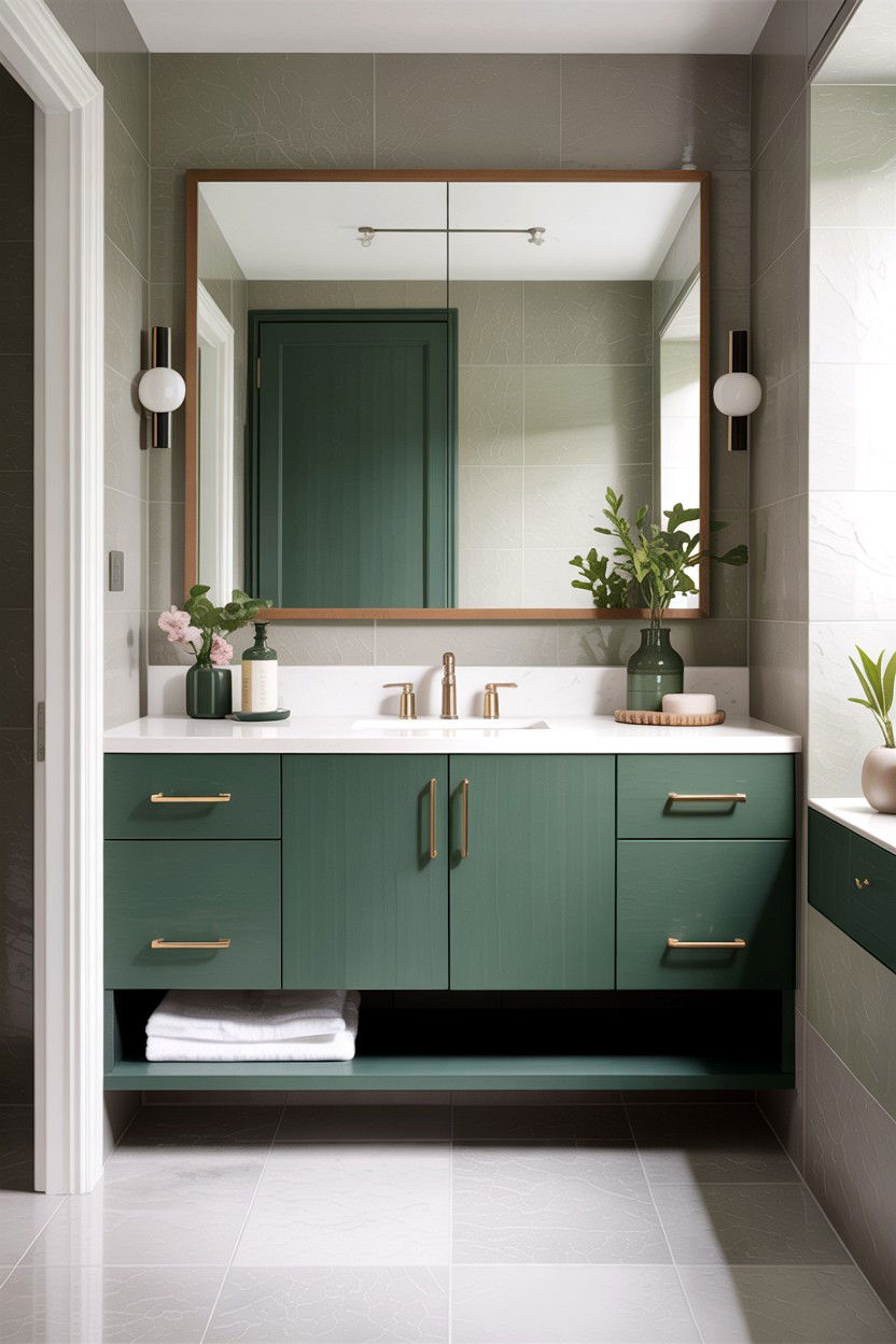 Minimalist green guest bath - 30 green bathroom ideas