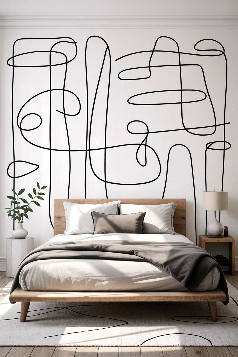 Minimalist line wallpaper - 30 bedroom accent wall wallpapers