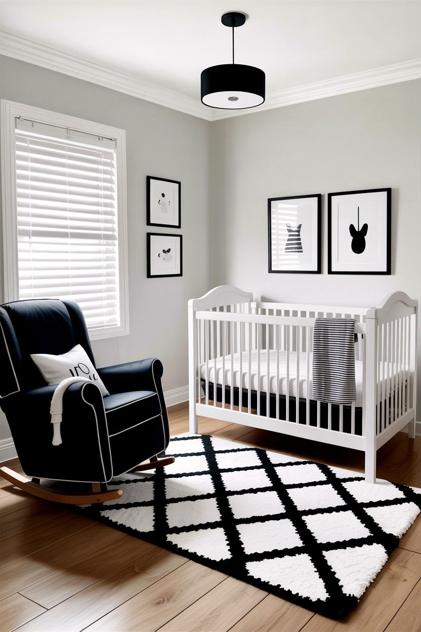 Minimalist nursery black and white - 30 black and white bedroom ideas