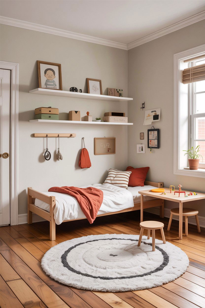 Minimalist playroom bedroom combo - 30 kids bedroom ideas