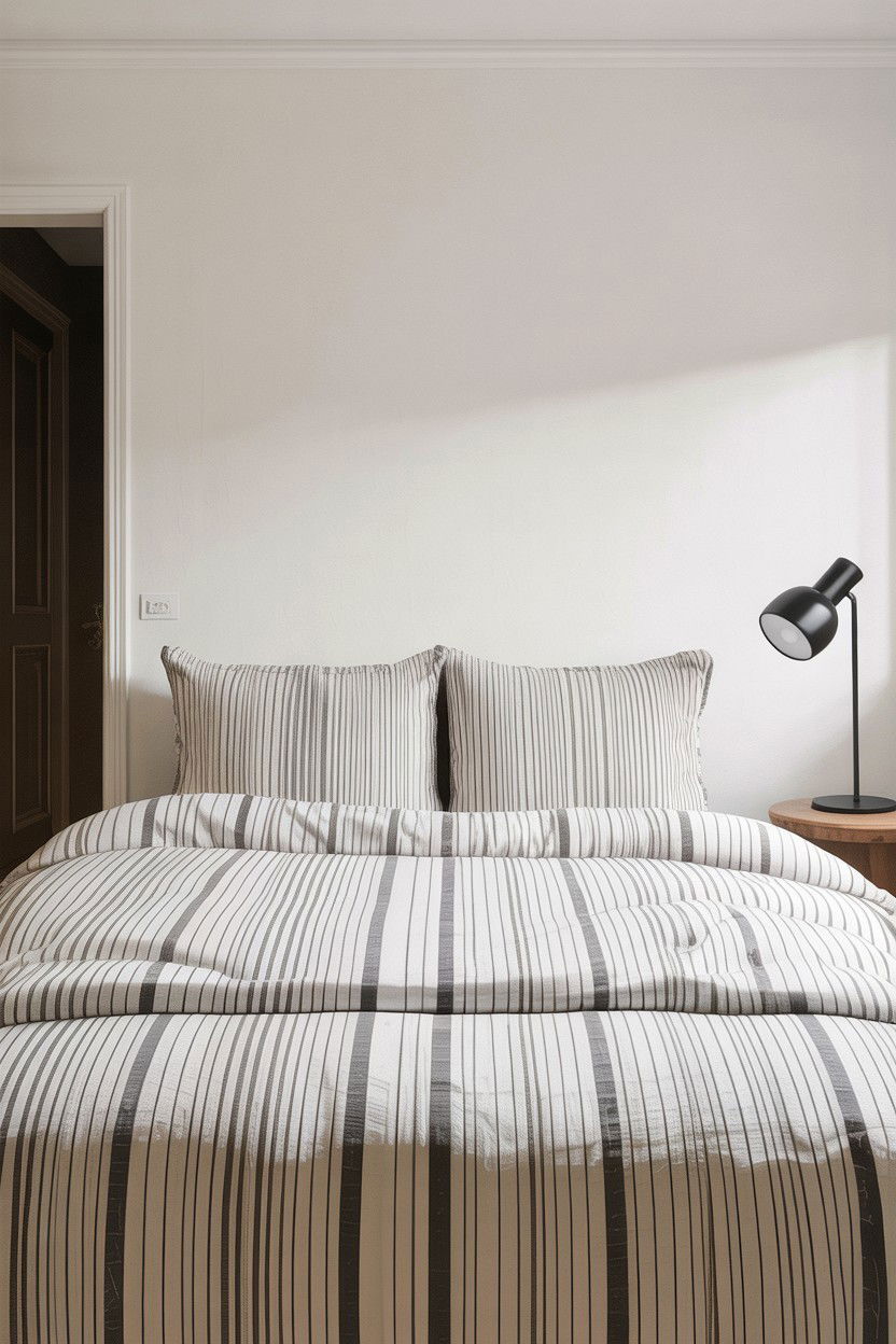 Minimalist striped bedding - 30 bedroom striped bedding ideas