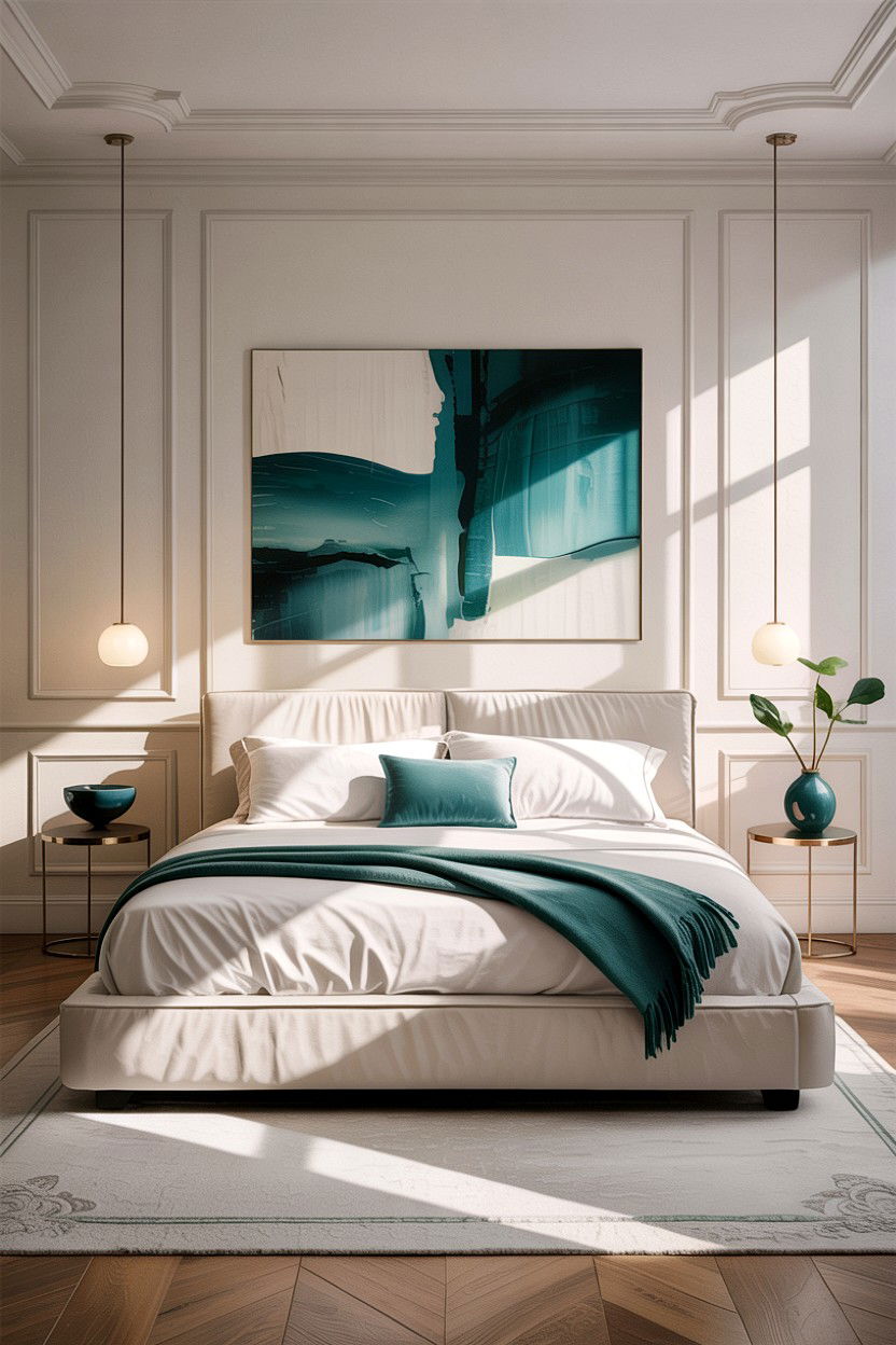 Minimalist teal and white bedroom - 30 teal and white bedroom ideas