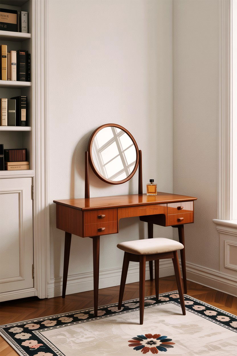 Minimalist vintage vanity setup - 30 bedroom vintage vanity ideas
