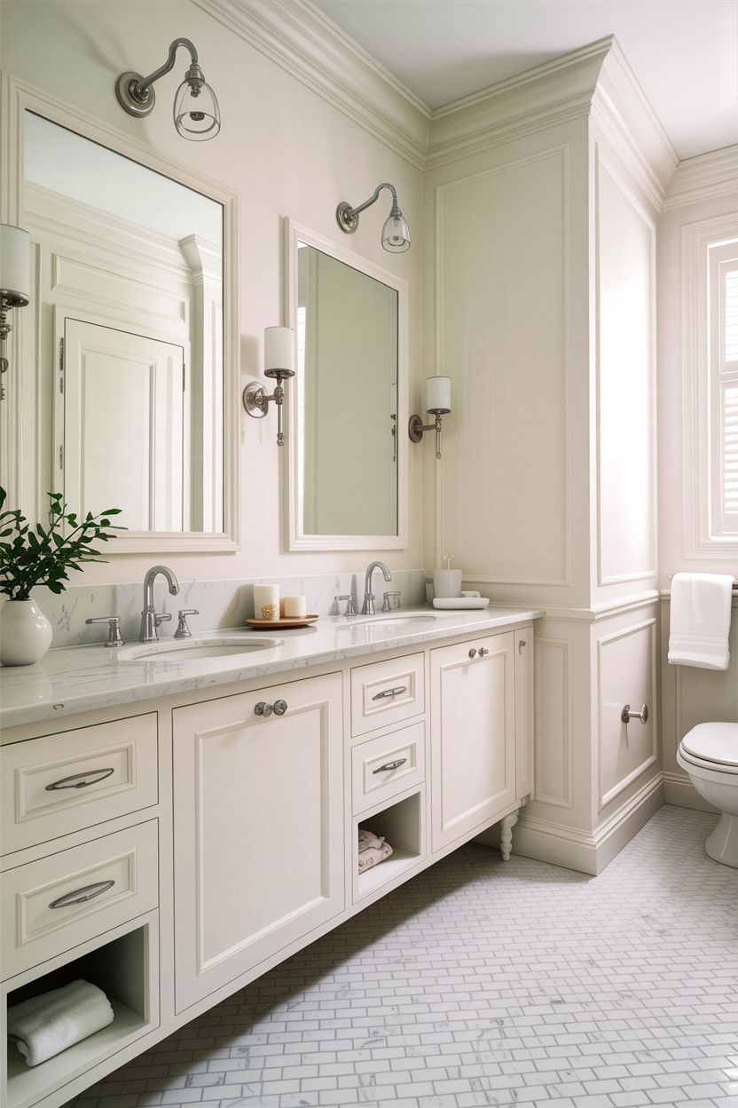 Minimalist white bathroom - 30 Jack and Jill bathroom ideas