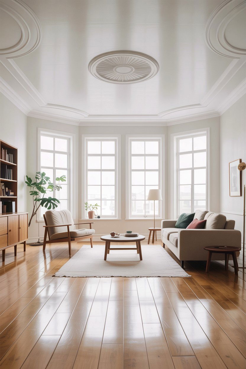 Minimalist white ceiling living room - 30 living room fifth wall ideas