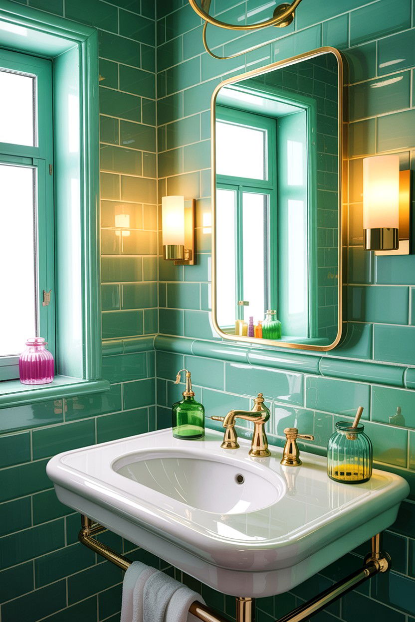 30 Green and Gold Bathroom Ideas for a Royal Feel