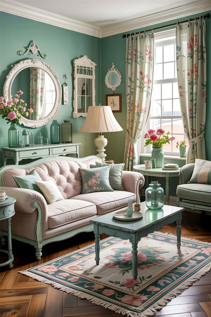 Mint Green Living Room - 30 rustic green living room ideas