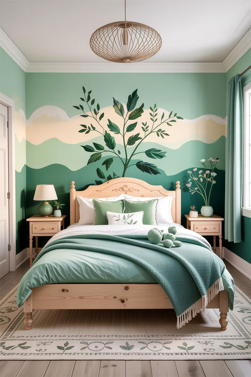 Mint Green Ombre Bedroom - 30 bedroom ombre wall ideas