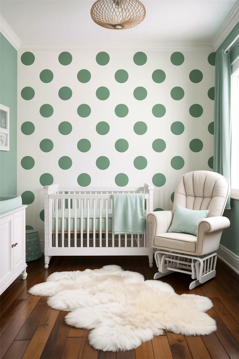Mint Green Polka Dot Nursery - 30 bedroom polka dot walls