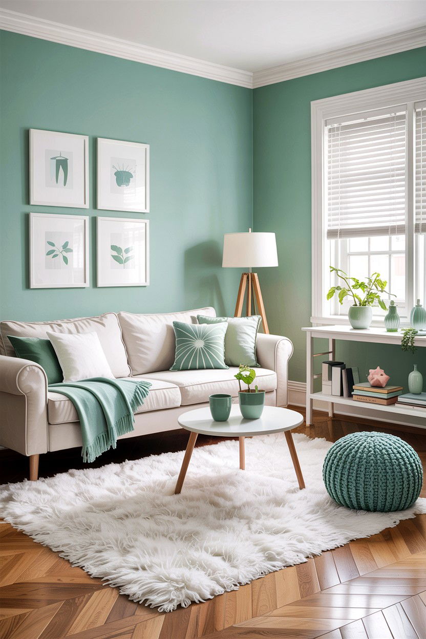 Mint Green White Living Room - 30 green and white living room ideas