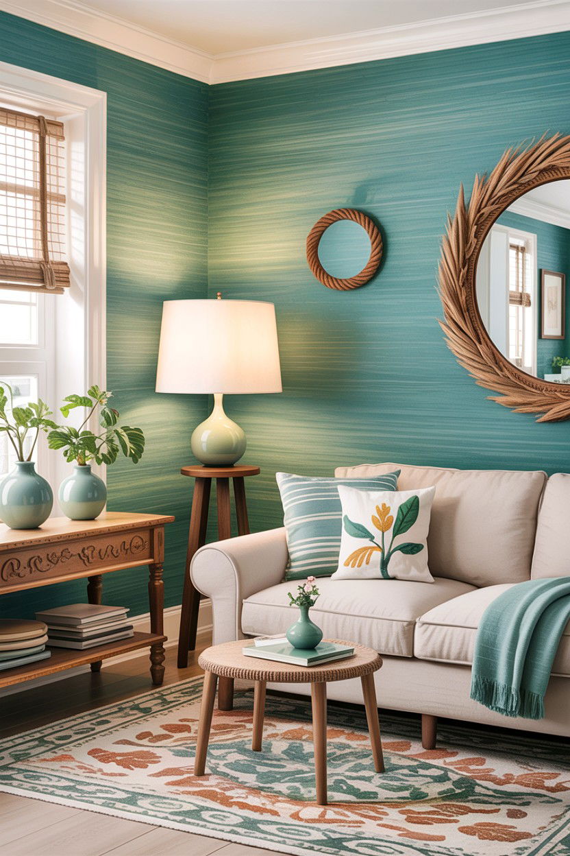 Mint grasscloth wallpaper - 30 living room grasscloth wallpapers