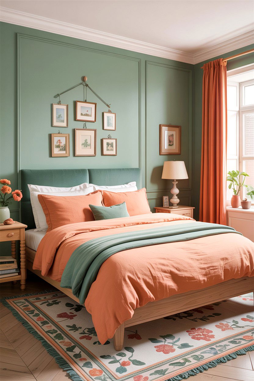 Mint green and apricot bedroom - 30 colorful bedroom ideas