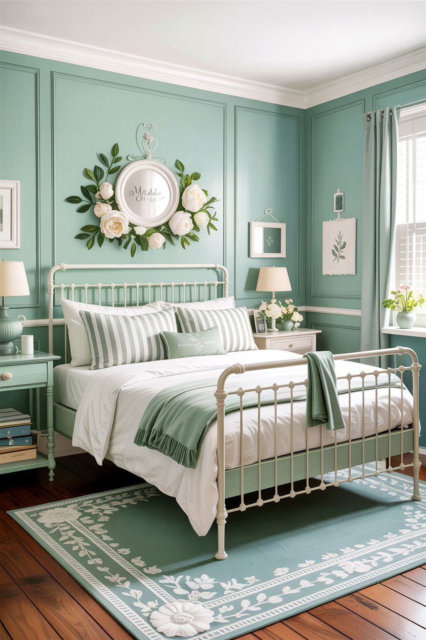 Mint green and white bedroom - 30 bedroom color schemes