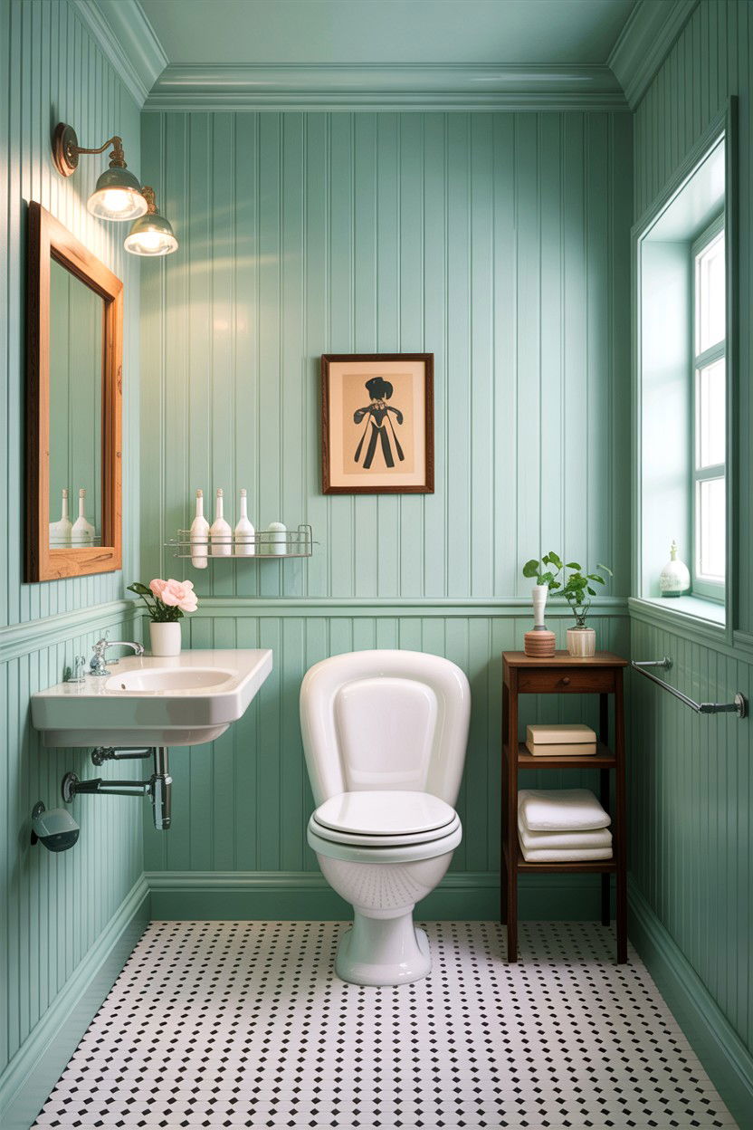 Mint green bathroom beadboard - 30 bathroom beadboard ideas