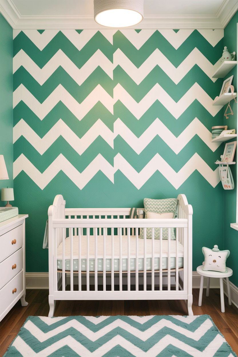 Mint green chevron wall - 30 bedroom chevron wall ideas