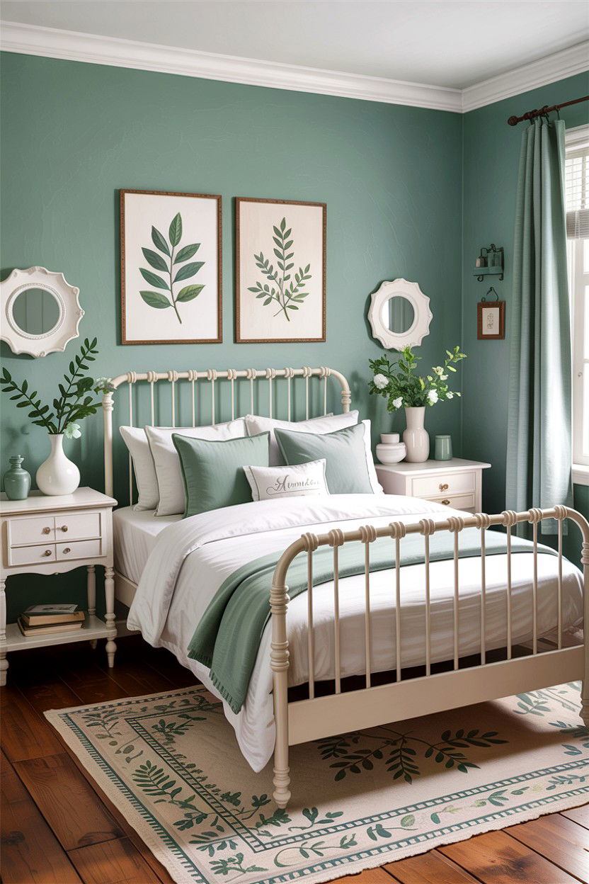 Mint green guest room - 30 green and white bedroom ideas