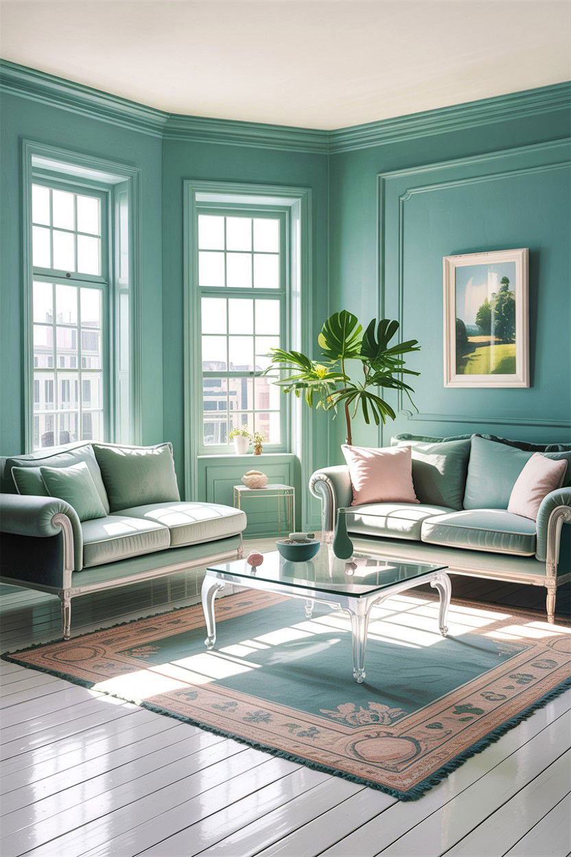 Mint green living room - 30 cool toned living room ideas