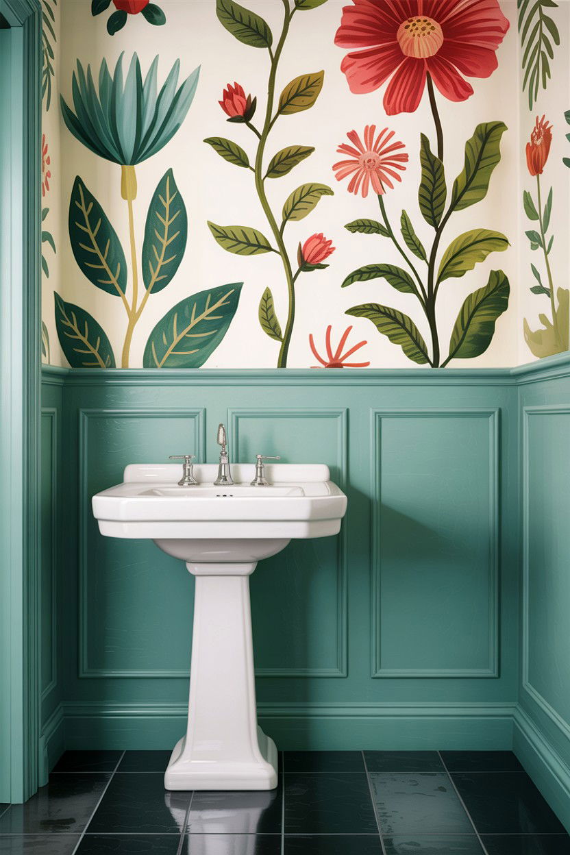 Mint green wainscoting - 30 green bathroom ideas