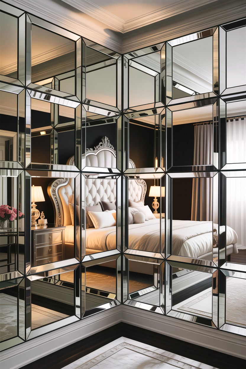 Mirror Wall - 30 bedroom accent wall ideas