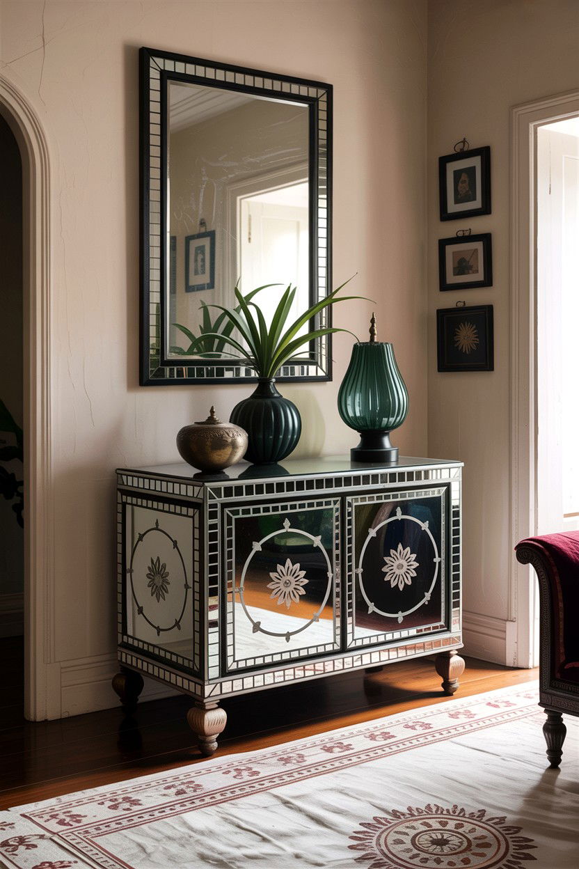 Mirror inlay chest - 30 living room Indian furniture ideas