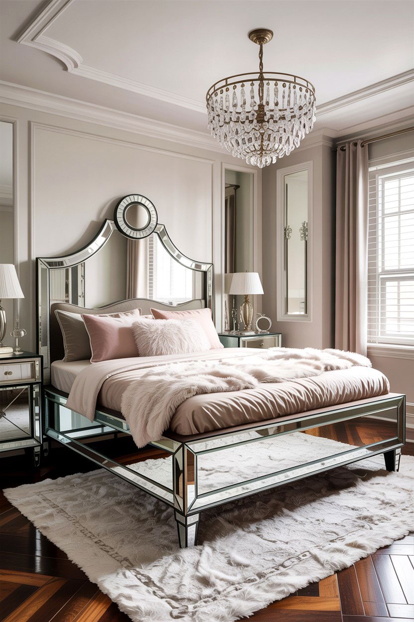 Mirrored Bed Frame Design - 30 bedroom bed ideas