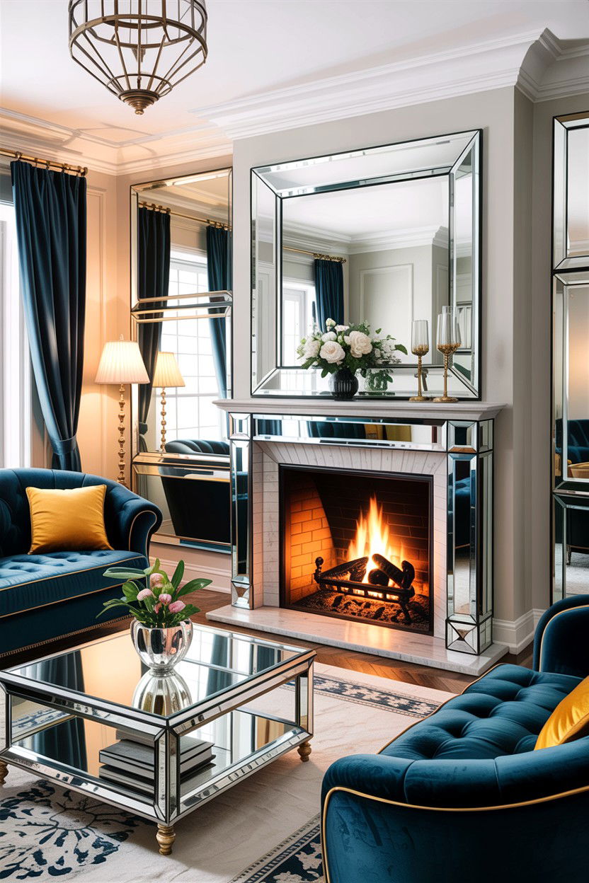 Mirrored Fireplace Surround - 30 living room fireplace surround ideas