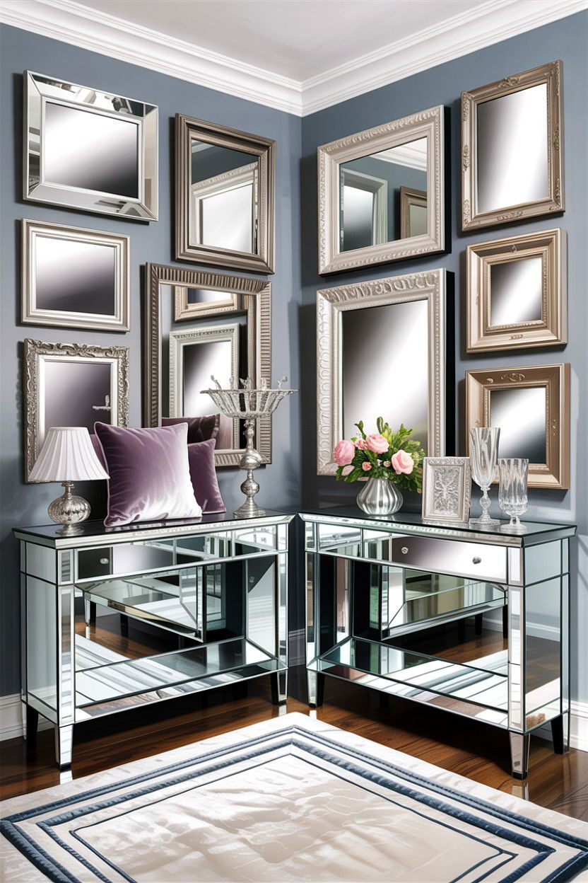 Mirrored Frame Gallery - 30 bedroom memory wall ideas