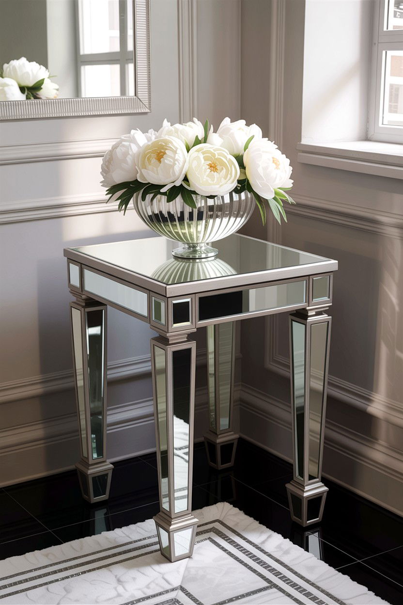 Mirrored Glass End Table - 30 living room accent table ideas