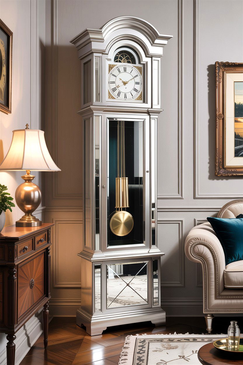 Mirrored Grandfather Clock - 30 living room grandfather clocks