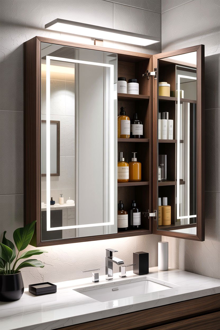 Mirrored Medicine Cabinet - 30 DIY bathroom decor ideas