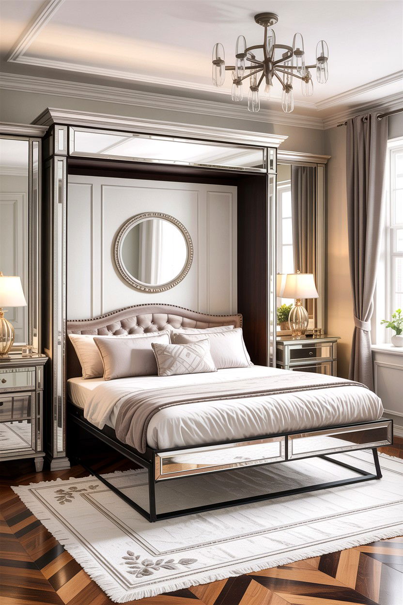 Mirrored Murphy Bed - 30 bedroom hidden bed ideas