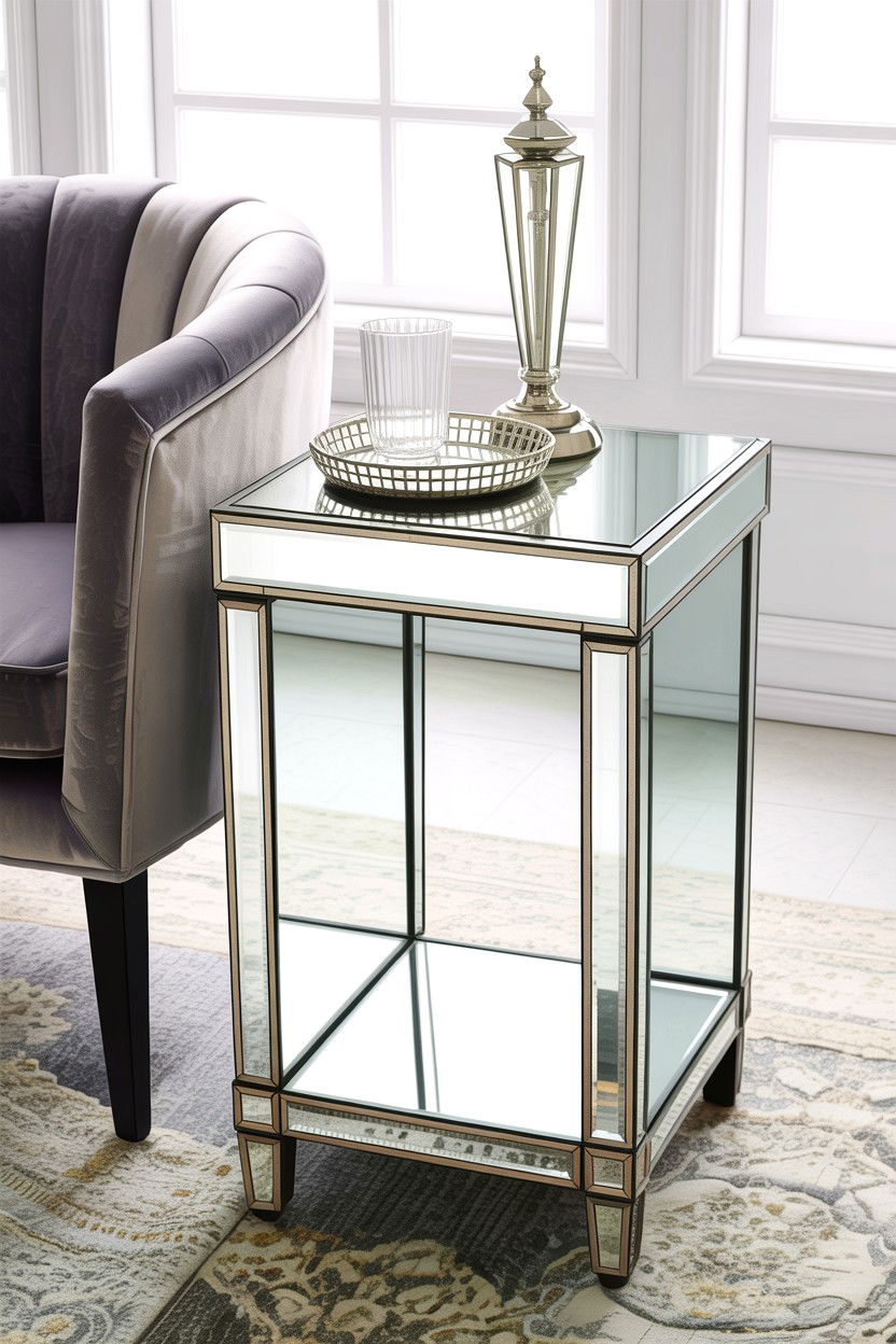 Mirrored Side Table - 30 Hollywood living room ideas